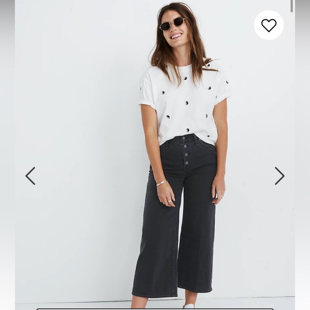 Madewell black wide leg crop jeans